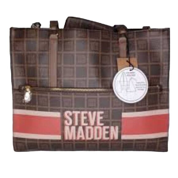 Steve Madden BOlivia Logo Tote Bag- Multi/Cognac - Picture 8 of 12